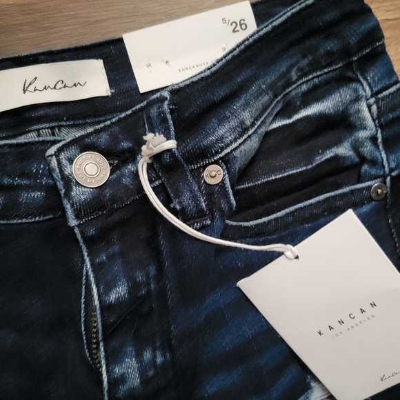 KanCan Leopard-Inset Blue Jeans 5/26 - Picture 2 of 3